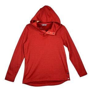 The North Face Women's fleece pullover hooded sweater red snap buttons medium